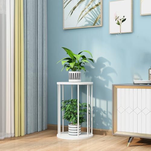 Plant Stand Indoor,small plant stool,Flower Pot Corner stand holder,Mid Century Heavy Duty Metal Tall Home Decor,Modern Round End Table,Small Rustic Display Stand for Living Room,Bedroom(White,18In) - color: 45cm white