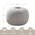Large Ottoman Foot Stool, Knitted Foot Rest, Round Pouf Chair, Modern Living Room Furniture Bean Bag, Room Decor, Bedroom Footstool, Boho Pouffe, Home Decor Poof, 20" W x 15" H, Gray