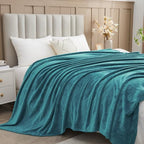 NEWCOSPLAY Super Soft Throw Blanket Dark Blue Premium Silky Flannel Fleece Leaves Pattern Lightweight Bed Blanket All Season Use (Dark Blue, Throw(50"x60")) - color: Dark Blue, size: Throw(50"x60")