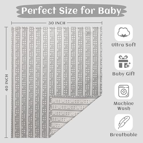 NTBAY 3 Layer Muslin Cotton Toddler Blanket, Jacquard Reversible Nursery Bed Blanket, Super Soft and Thermal for All Seasons, Decoration Gift, 30"x40", Dark Grey Bear - color: Dark Grey Bear, size: 30x40 Inch (Pack of 1)