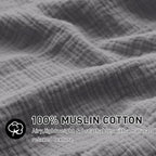 EMME Muslin Cotton Duvet Cover Set Dark Grey King Size Linen Like Soft Breathable Lightweight Summer Comforter Cover Set with Zipper Closure (Dark Grey, King, 104"x90") - color: 05 - Dark Grey, size: King(104"×90")