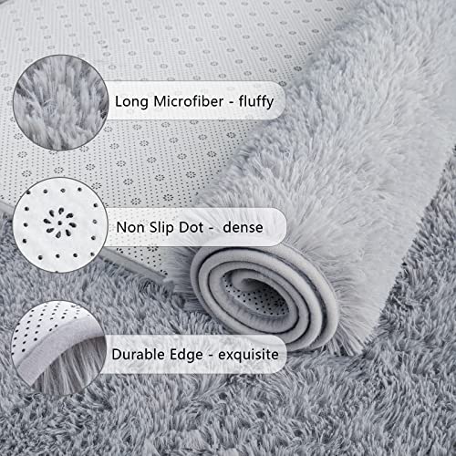 Chicrug Soft Area Rugs for Bedroom Living Room Plush Fluffy Rug 2x4 Feet, Shag Furry Area Rug Carpet Non Shedding for Nursery Children Kids Girls Room Home Decorative, Grey - color: Grey, size: 2' x 4' (Runner)