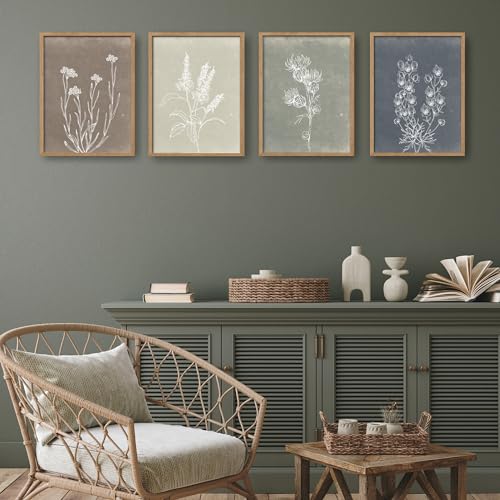 Heiple Framed Boho Wall Art Set of 4 Wooden Wall Art for Rustic Vintage Farmhouse Home Living Room Bedroom Bathroom Kitchen Wall Decor (Brown, 11"x14") - size: 11"x14"