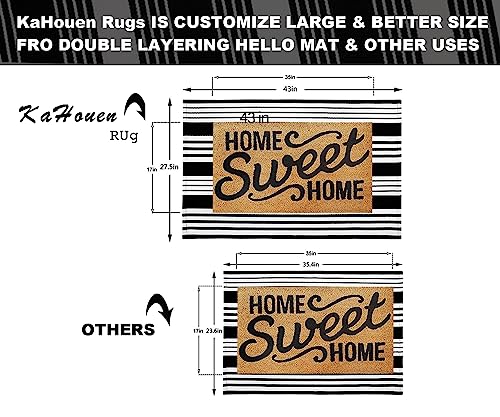 KaHouen Black and White Striped Rug (27.5 x 43 Inches),Black and White Outdoor Rug, Hand-Woven Striped Rug Indoor/Outdoor Area Rug Front Door Floor Mat for Farmhouse/Porch/Living Room.