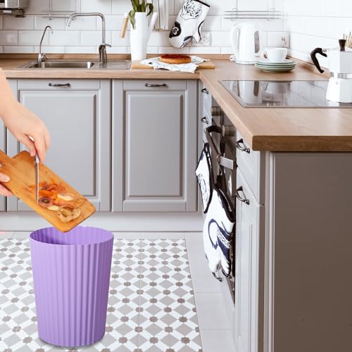 JiatuA Small Trash Can Plastic Wastebasket Round Garbage Container Bin for Bathroom, Kitchen, Bedroom, Home Office, College Dorm, Taro Purple - color: Taro Purple, size: 1.8 Gallons