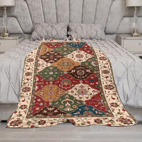 Colorful Bohemian Throw Blanket,Rustic Farmhouse Vintage Traditional Ethnic Textures Pattern Soft Throw Blanket for Couch Sofa Camping Office Travel Home Bedroom Decor All Seasons 30"x40" - color: Boho-7, size: 30x40in