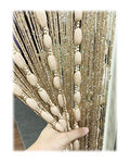 Door String Curtain Flat Silver Ribbon Thread with Shaggy Tassel Room Divider, 39’’x79’’, (Gold-style2) - color: Gold-style2