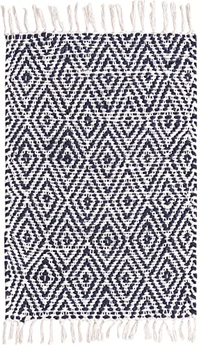 Unique Loom Braided Jute Collection Area Rug - Assam (2' x 3' 1" Rectangle, White Navy) - color: White Navy, size: 2' x 3'1" (Rectangular)