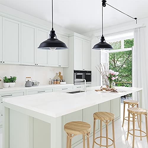 Plug in Pendant Light Industrial Pulley Pendant Lamp E26 Vintage Hanging Light Fixture With 16.4ft Cord On/Off Switch For Pool Table,Houseplant Grow lights,Kitchen Island,Sink 2 Pack Black - color: Black