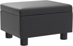 Small Foot Stool Under Desk Foot Stools Ottoman Footstool Foot Stools Small Footstools Foot Stool for Living Room Foot Rest 15" W x 12" D x 9.5" H Faux Leather Black