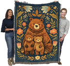 Pure Country Weavers Mama Bear and Cubs Folk Art Blanket - Gift Tapestry Throw Woven from Cotton - Made in The USA (72x54) - color: Mama Bear and Cubs Folk Art, size: 72x54