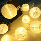Vigdur White Lantern String Lights - Large and Small Hanging Nylon Lantern Lights Plug in for Indoor Bedroom Party Outdoor Patio Backyard Use,9.84FT - color: White Lantern - Large and Small