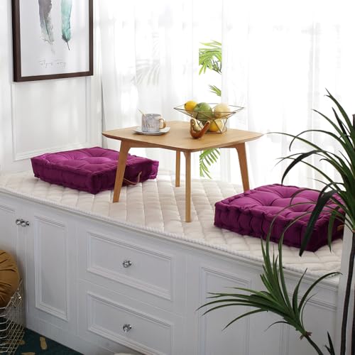 vctops Square Solid Color Velvet Seat Cushion with Handle Tufted Thicken Chair Pad Tatami Floor Pillow Cushion 16.5"x16.5"x4" Purple - color: Purple