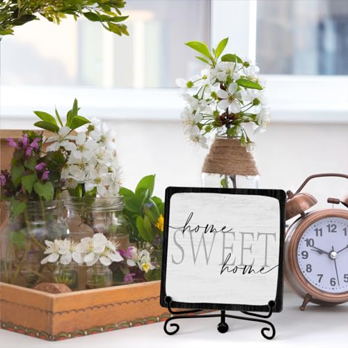 Inspirational Home Desk Decor, Home Sweet Home Sign, Desk Decorations For Office Home Living Room Bedroom, Farmhouse Shelf Decor, Inspirational Gifts, Wooden Plaque With Stand (B12)
