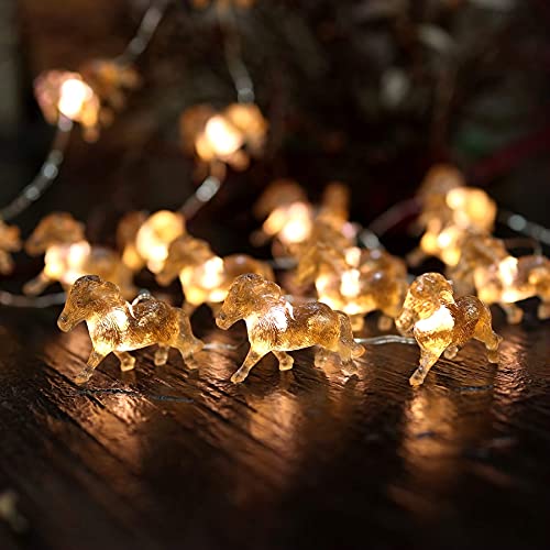 Fairy Pony String Lights Unique Decorative Light Horse Gifts for Girls Cute Lights 20LEDs 8ft Battery Operated for Birthday Horse Lover Xmas Thanksgiving Decor - color: Battery power