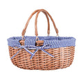 Large Wicker Picnic Basket with Handles,Handle Sturdy Woven Body with Removable and Washable Lining,Outdoor Camping,Gift Packing,Garden Picking, Storage.Blue - color: Blue