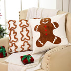 Pickmesh Christmas Throw Pillow Covers 18x18 inch Set of 2 Christmas Gingerbread Man Pillows Case Xmas Cushion Cases Square Tufted Soft Cover for Living Room Bed Couch Sofa Car Home (Dark Brown) - color: Dark Brown