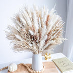 96PCS Natural Dried Pampas Grass Boho Home Decor Bouquet Phragmites Dried Flowers Bouquet for Wedding Floral Arrangements Living Room Decorations (96PCS) - size: 96 Pcs