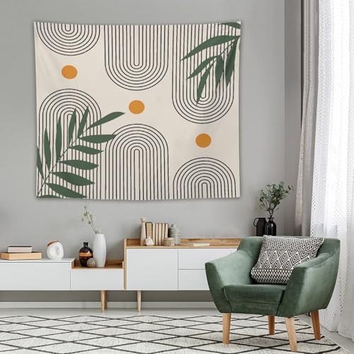 Boho Leaf Tapestries,Mid Century Abstract Green Leaves Tropical Palm Modern Minimalist Geometric Wall Hanging Neutral Home Decor Art for Living Room Bedroom Dorm 40"x30" - color: Boho Leaf-6, size: W40xL30in