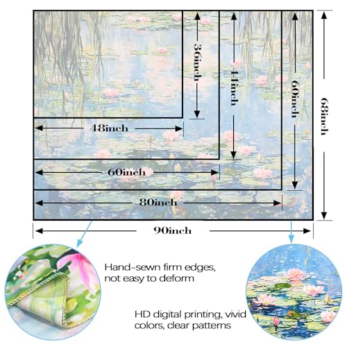 Yeoiat Water Lilies Tapestry Monet Wall Tapestry for Bedroom Nature Plant Tapestries Art Tapestries Wall Hanging for Living Room Bedroom Water Lilies 44×60 Inches - color: Blue Green, size: 60"L x 44"W