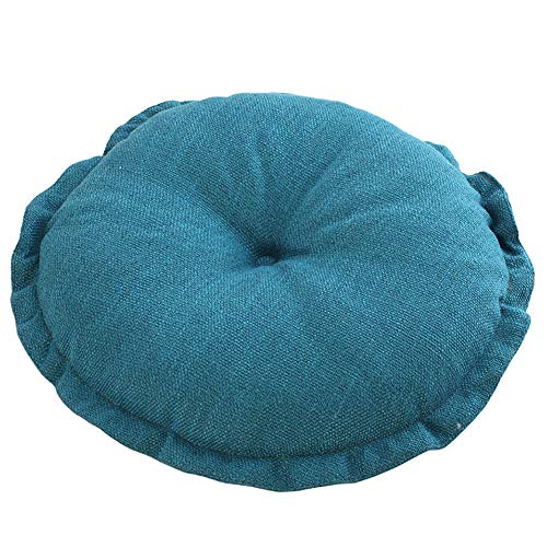 vctops Boho Soft Round Floor Pillow Cushion with Ruffles, Cotton Linen Print Chair Pad Tatami for Meditation, Yoga, Living Room, Balcony (Blue,16"x16"x4") - color: Blue, size: 16"x16"x4"/43x43x10cm