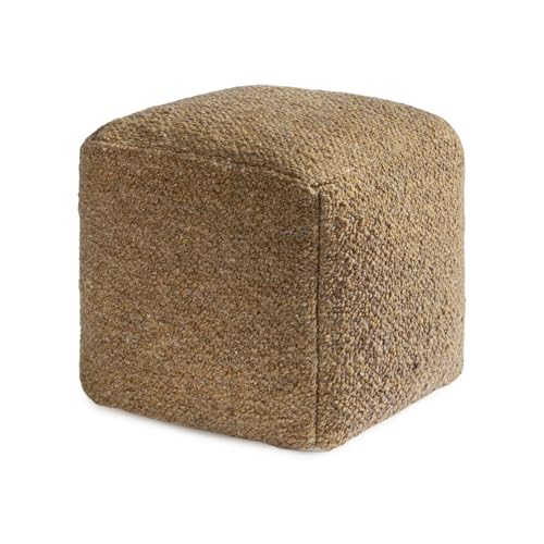 Anji Mountain Pouf Ottoman Foot Rest, Handmade Ottoman Pouf, Comfortable Foot Stool, Decorative Floor Seating for Living Room Decor, Bedroom & Home Décor Accent - Mustard - color: Seed Brown