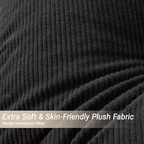 Headboard Pillow Bed Wedge Pillow for Headboard with Side Pockets Dorm Headboard Twin XL Long Back Pillow for Bed Bolster Pillow for Mattress Gap Filler - color: Dark Grey