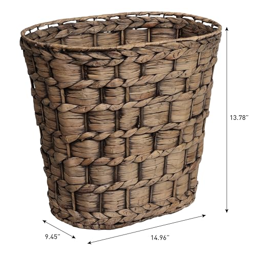 happimess HPM1401B-SET2 Miles Rustic Farmhouse Handwoven Water Hyacinth 4.5-Gallon Tapered Oval Wicker Watebasket, Brown (Set of 2) - color: Brown