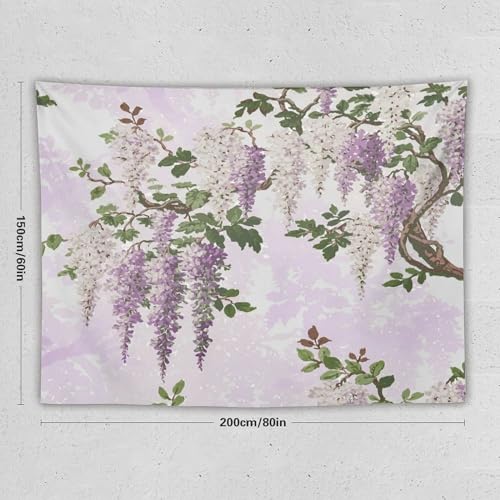 HZOHNAGO Lavender Flower Tapestry Fantasy Purple Floral Green Leaves Botanical Pattern Printed Wall Tapestry Wall Hanging for Bedroom Living Room Dorm 80" W x 60" H - color: Lavender-1, size: 80"L x 60"W