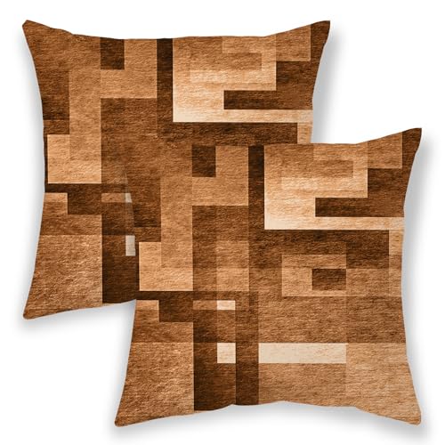 BETGINY Burnt Orange Pillow Covers 16x16, Abstract Art Outdoor Decorative Throw Pillows for Couch, Modern Geometry Decor Cushion Cover 2 Pcs Soft Farmhouse Square Pillowcase for Bed Car Safa - color: Burnt Orange, size: 16" x 16" (Pack of 2)