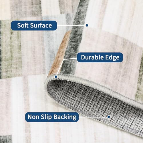 Garvee Washable Rug 8x10 Area Rugs for Living Room Non Slip Throw Rugs Modern Geometric Large Rugs for Bedroom Low Pile Soft Non Shedding Stain Resistant Carpet for Dining Room Kids Rug 8'x10' Khaki - color: Grey Multi, size: 8' x 10' (Rectangular)