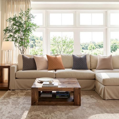 MIULEE Pack of 2 Decorative Burlap Linen Throw Pillow Covers Farmhouse Pillowcases Modern Rustic Woven Textured Cushion Cover for Sofa Couch Bed 18x18 Inch Brick - color: Brick, size: 18" x 18" (Pack of 2)