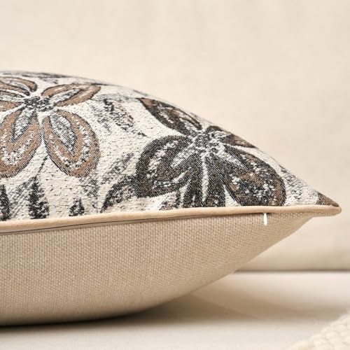 Yangest Flower Pillow Cover 18 x18 Inches, Nature Chenille Square Throw Pillow Cover Soft Luxury Neutral Accent Couch Pillow Cover for Living Room Bedroom, Off White - color: Off White, size: 18" x 18" (Pack of 1)