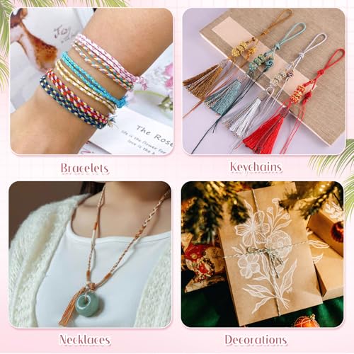 21 Yards 1.5mm 4-Ply Polycotton Cord 5 Colors Bohemian Style Bracelet Braid String Handmade Macrame Cotton Rope for DIY Keychain Necklaces Crafts Jewelry Making - color: Brown, size: 1.5mm