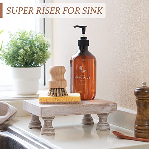 EOSAHR Farmhouse Riser for Room Decor : Decorative Pedestal Stand For Display Your Home Decorations and Uniquely Soap Stand - Rustic Bathroom Counter Tray and Kitchen Decor (Natural Wood) - color: Natural Wood - Paulownia Wood