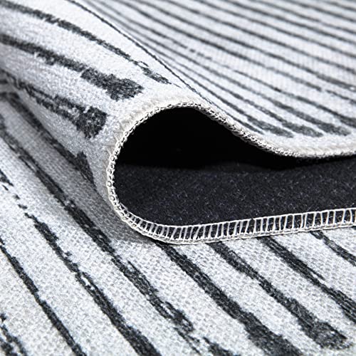 Bloom Rugs Washable Non-Slip 2x3 Rug - Ivory/Black Striped Area Rug for Living Room, Bedroom, Dining Room, and Kitchen - Exact Size: 2' x 3' - color: Ivory / Black, size: 2' x 3' (Rectangular)