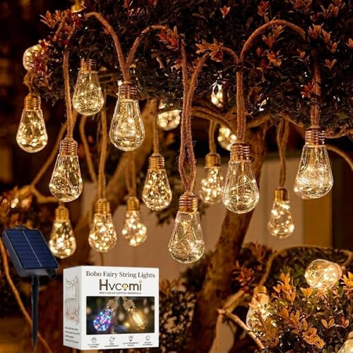 Boho Fairy String Lights Outdoor Backyard Solar String Lights LED for Garden Patio Porch Decor USB Waterproof Shatterproof Bulbs 8 Modes Edison Night Lamp Party Gift(33ft 24Lights,Warm Normal) - color: 33ft 24Lights, size: Warm Normal