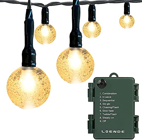 Battery Operated Globe String Lights, Crystal Globe String Lights 16ft 30 LED 8 Modes Waterproof String Lights with Timer for Backyard Garden Balcony Pergola Wedding Party Decor(Warm White) - color: Green Wire Warm White, size: 1 Pack