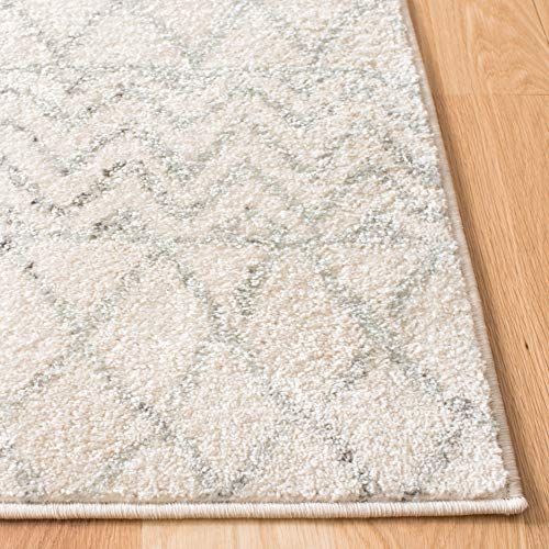 SAFAVIEH Tulum Collection Accent Rug - 2' x 5', Ivory & Grey, Moroccan Boho Distressed Design, Non-Shedding & Easy to Clean, Ideal for Front Door, Kitchen, Entryway, Foyer (TUL270A) - color: Ivory/Grey, size: 2' x 5' (Rectangular)