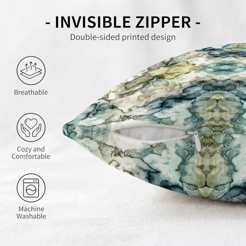 YOU FOUND ME Boho Throw Pillow Covers 18x18 Inch, Vintage Bohemian Carpet Print Pillowcase, Soft Decorative Cushion Cover for Couch Sofa Bedroom Living Room Decor (Light Blue) - color: Light Blue