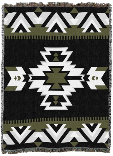 Pure Country Weavers Westward BW - Western Tapestry Throw Blanket Woven from Cotton - Made in The USA (72x54) - color: Westward Bw