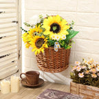 Threehoney 2 Pcs Woven Wicker Hanging Basket Door Hanging Basket Hanging Wicker Wall Basket with Plastic Liner Lower Plants Woven Basket for Home Garden Farmhouse, 5.9"D x 9.84"W x 6.69"H