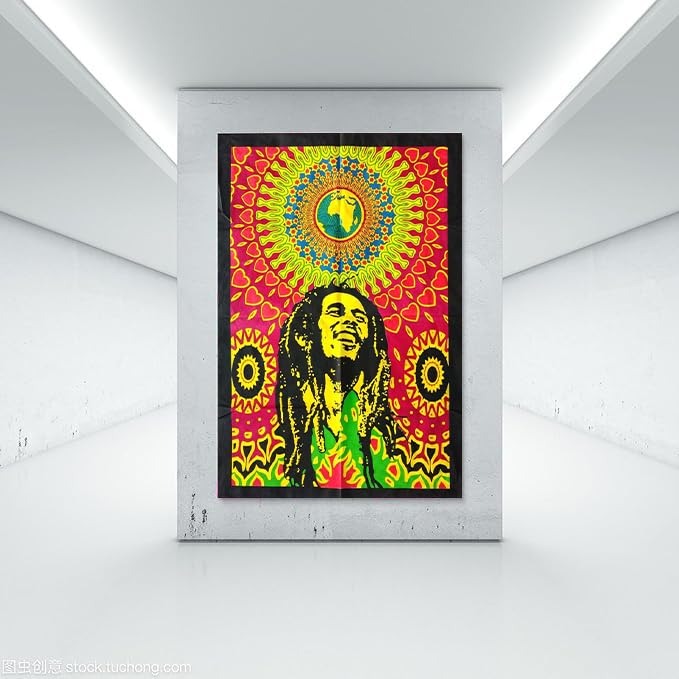 Rastogi Handicrafts Guitar 40" X 30" Poster Size Tapestry Decorative Indian Dorm Decor Cotton Tapestry Indian Multi Colored Wall Poster Indian Deity (RH-145) - color: Rh-145