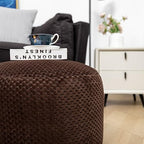 Asuprui Pouf Ottoman Unstuffed Round Poof Seat Foot Stool Ottoman Foot Rest No Filler 20x20x12 Inches Fuzzy Chair Floor Pouf Storage for Living Room Bedroom Coffee - color: Coffee