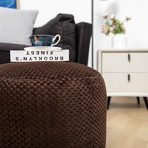 Asuprui Pouf Ottoman Unstuffed Round Poof Seat Foot Stool Ottoman Foot Rest No Filler 20x20x12 Inches Fuzzy Chair Floor Pouf Storage for Living Room Bedroom Coffee - color: Coffee