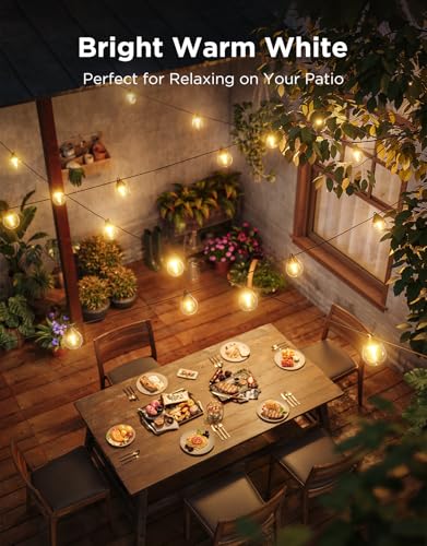 Govee Clear Bulb Outdoor String Lights, 96ft RGBWIC Dimmable Patio & Backyard Lights with 30 LED Bulbs, 111 Modes, IP67 Waterproof & Shatterproof, Works with Alexa, Google & Matter - size: 96ft