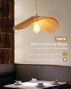 Boho Rattan Pendant Light, 16.1" Handmade Woven Chandelier for Dining Room Wicher Hanging lamp Farmhouse Rattan Chandelier for Kitchen Island Living Room Bedroom - color: 16.14″-Fan-shaped