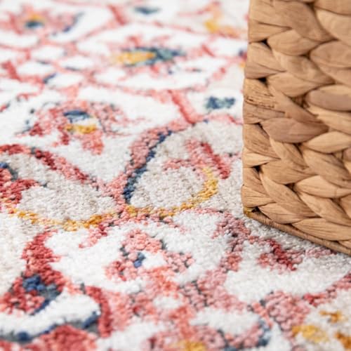 Paco Home Vintage Rug Oriental Design with Modern Ornaments in Faded Red, Size: 4' x 5'7" - color: Red, size: 4' x 5'7" (Rectangular)