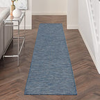 Nourison Home Positano Navy Blue 2'2" x 12' Area Rug - Easy Clean, Non Shedding, Bed Room, Living Room, Dining Room, Kitchen (12' Runner) - color: Navy Blue, size: 2'2" x 12' (Runner)