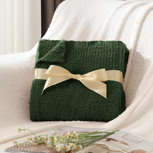 JOOJA Emerald Green Throw Blanket, Soft Fluffy Fuzzy Knit Blanket for Couch Bed Sofa, Cozy Plush Warm Blanket for Bedroom Living Room, Spring Home Decor, 50x60 Inches - color: Dark Green, size: 50x60